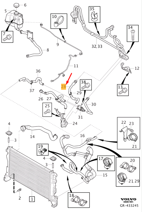 VOLVO XC90 MK2 Genuine Water Hose 31368146 Brand New OEM