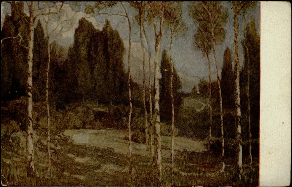 Chicago IL Art Institute Silence of Night by William Wendt vintage art postcard