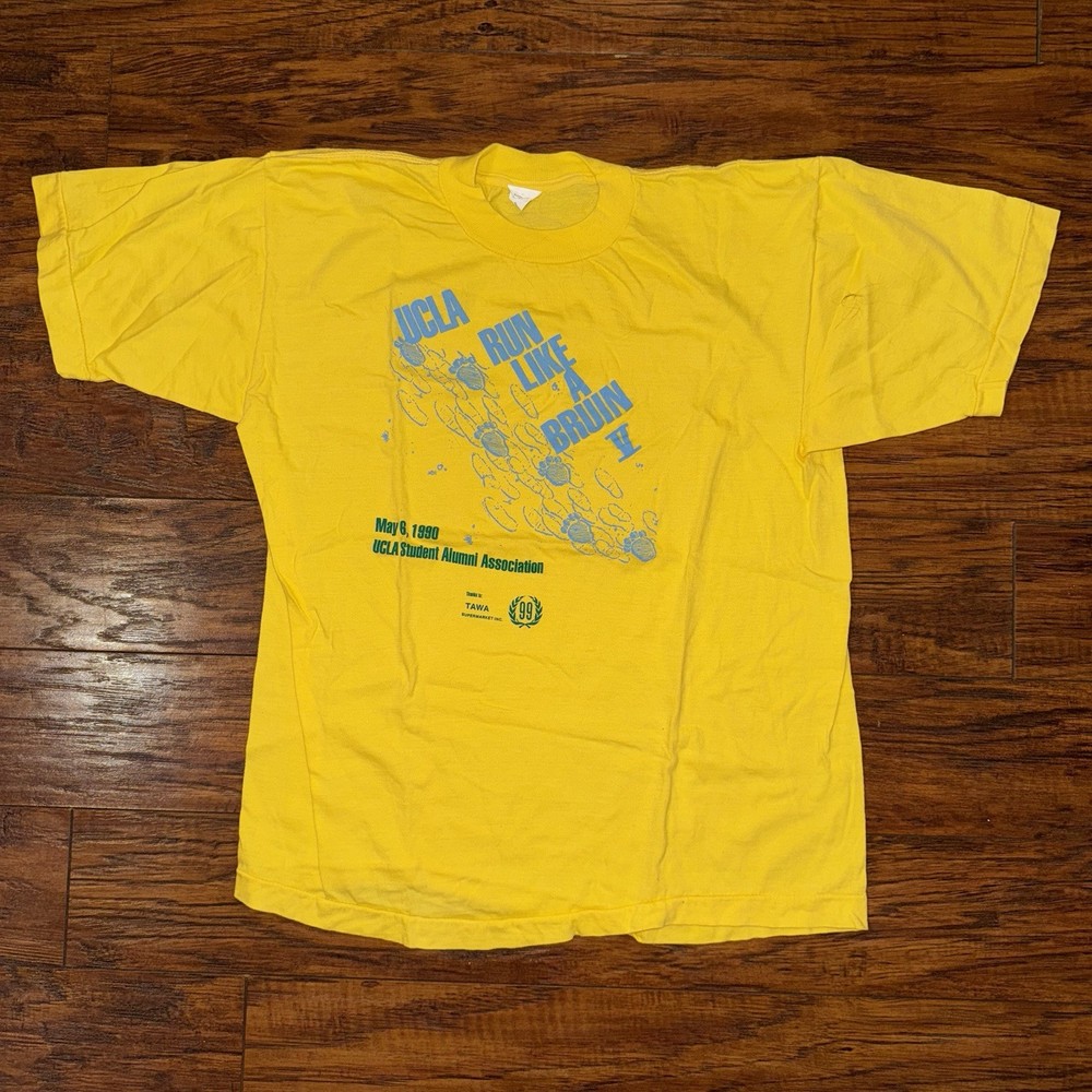 Vintage 1990 UCLA Run Like A Bruin Yellow T Shirt