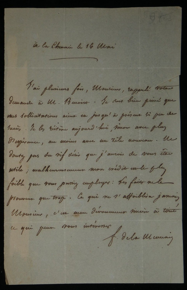 Félicité LAMENNAIS - Signed Autograph Letter 