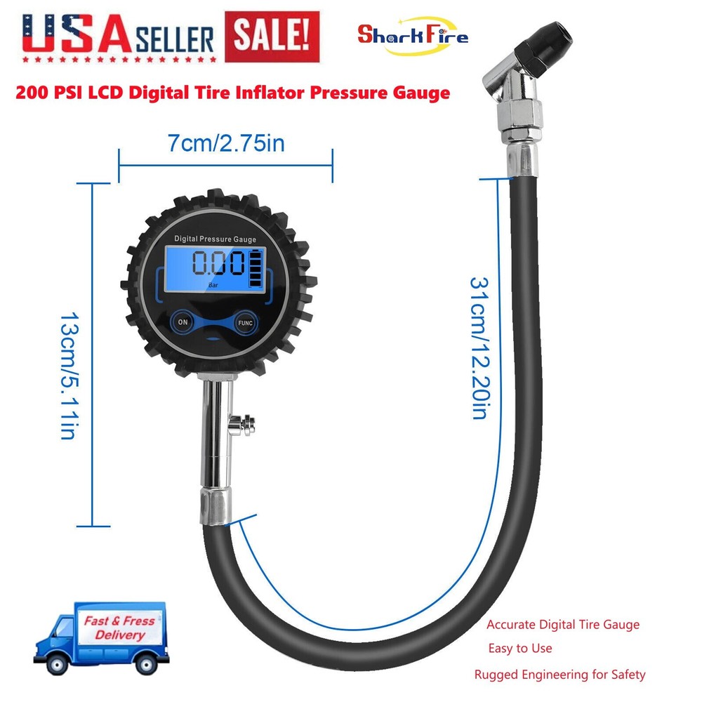 200PSI Digital Tire Pressure Gauge for Cars Trucks Bikes – Accurate Air Pressure Meter-image