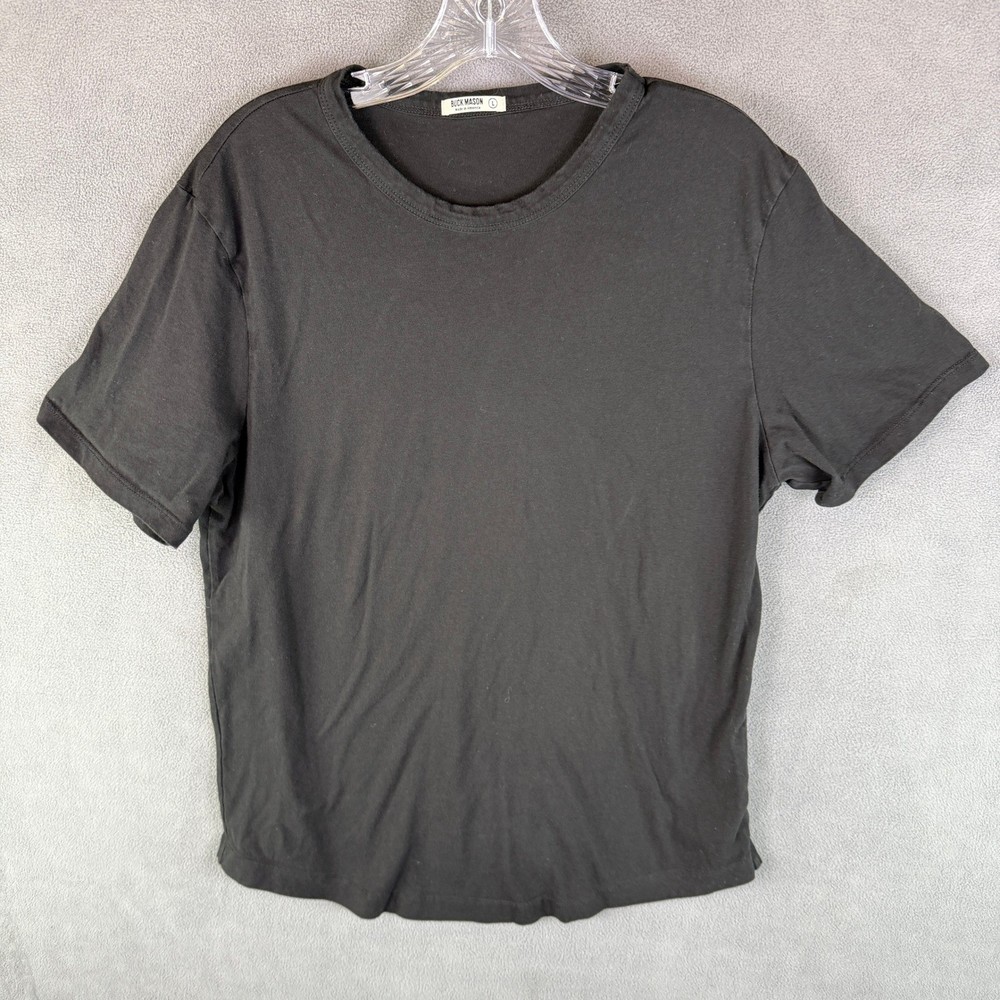 Buck Mason Mens T Shirt Black 100% Cotton Size Large Made in USA Casual Blank