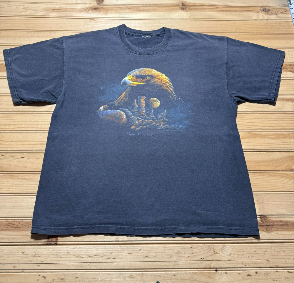 Vintage 90s Y2K New Mexico Golden Eagle Wolf Moon Rock Formation Shirt - Size XL
