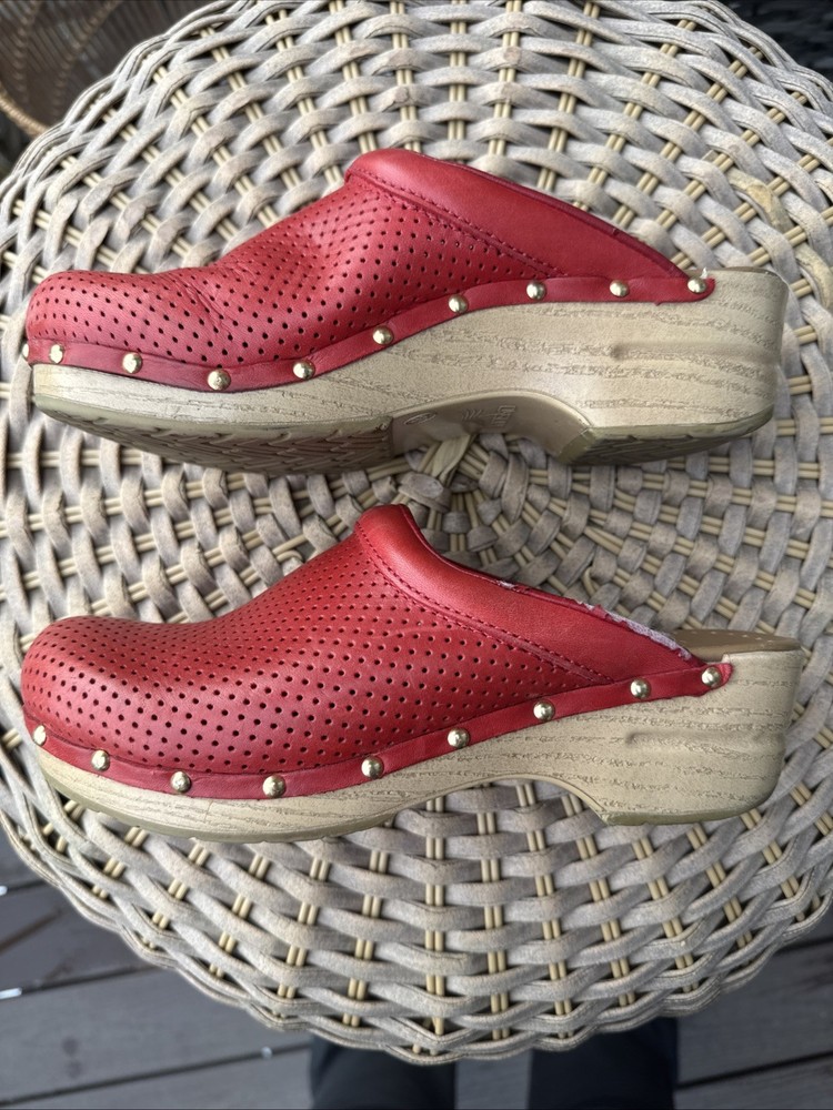 Dansko Red Clogs Perforated Breathable Studded Women’s 38