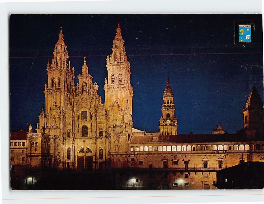 Postcard Cathedral Obradolro square Nocturnal Santiago de Compostela Spain