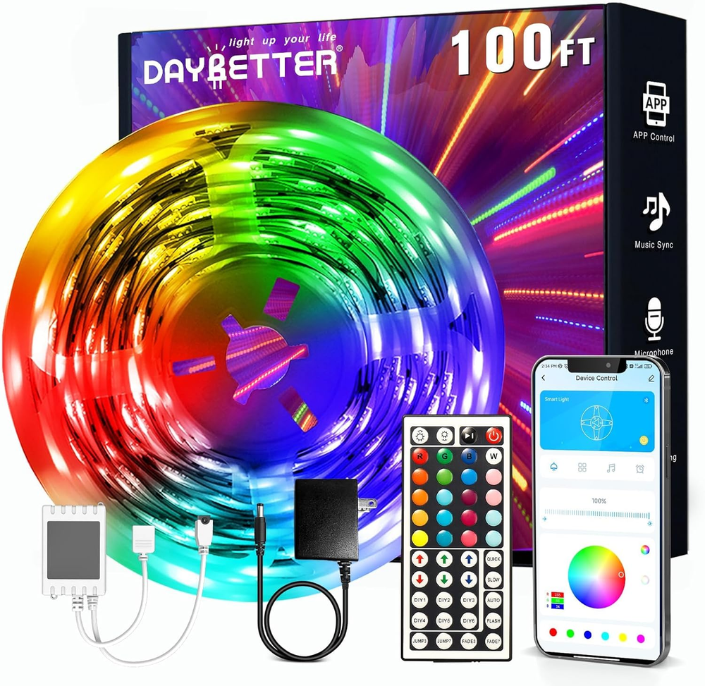 LED Strip Lights 100Ft, Smart Light with App Remote Control, RGB