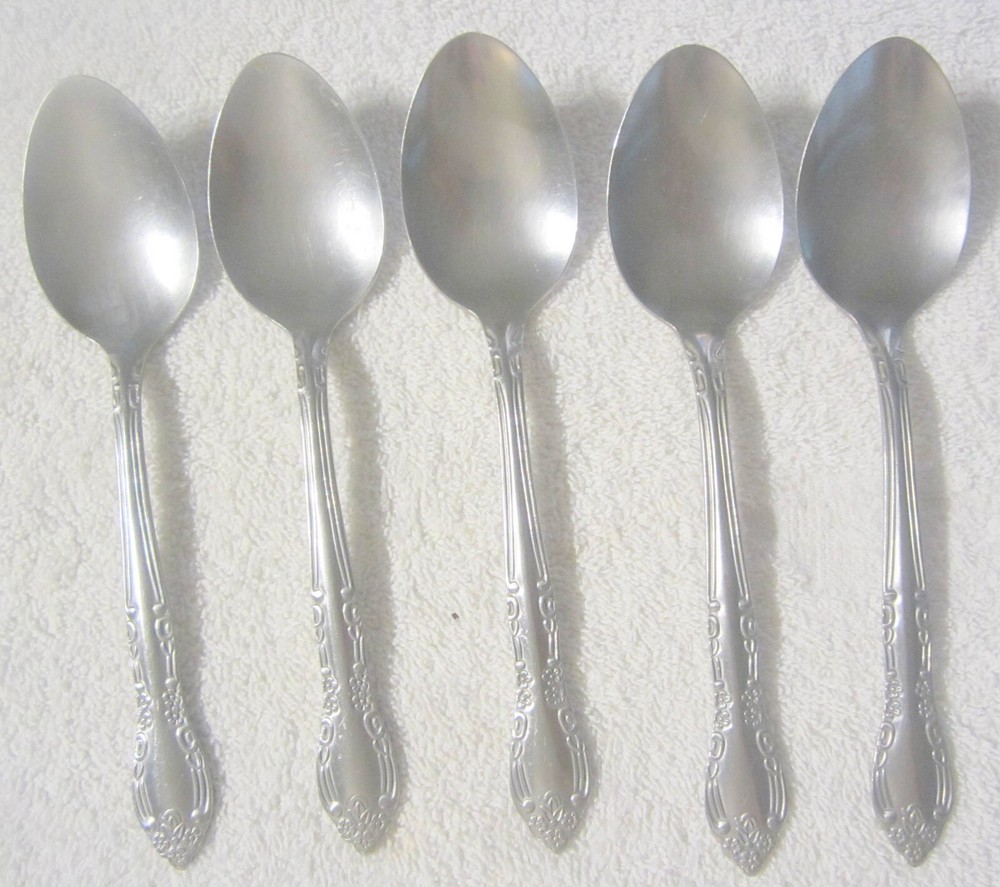 5 piece UT143 Utica floral flatware soup spoon set,stainless steel VTG