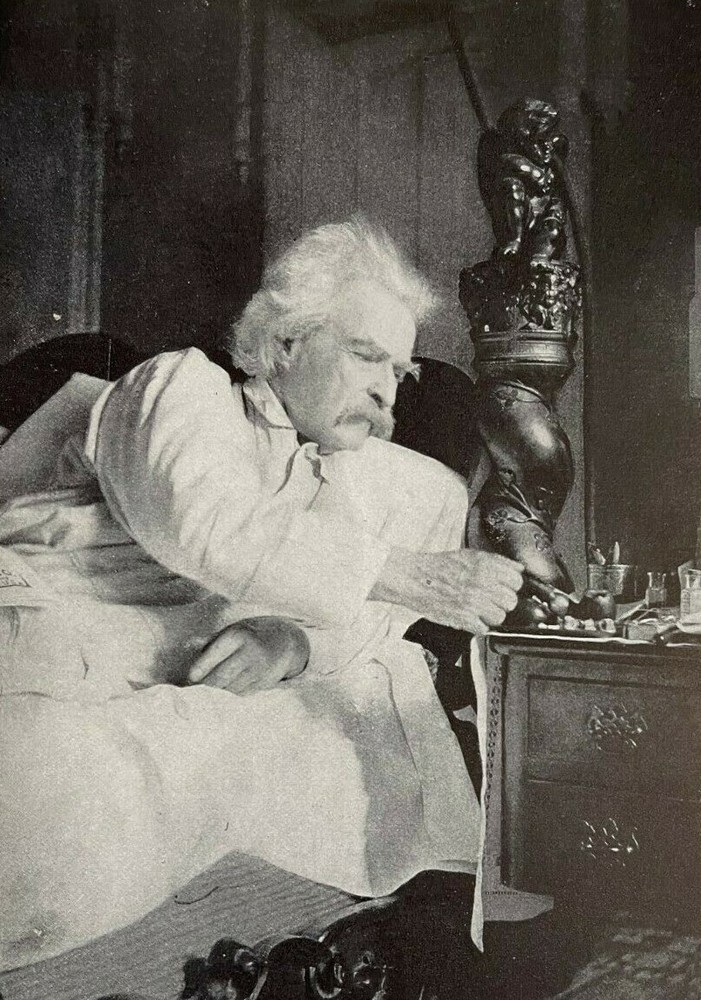 1910 Vintage Magazine Illustration Author Mark Twain Samuel Clemens