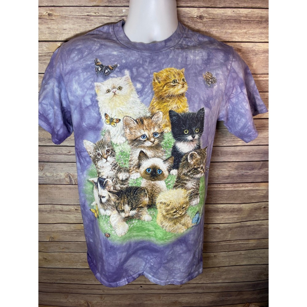 The Mountain Purple Tie‑Dye T‑Shirt – 10 Cats/Kittens Graphic – Adult Small