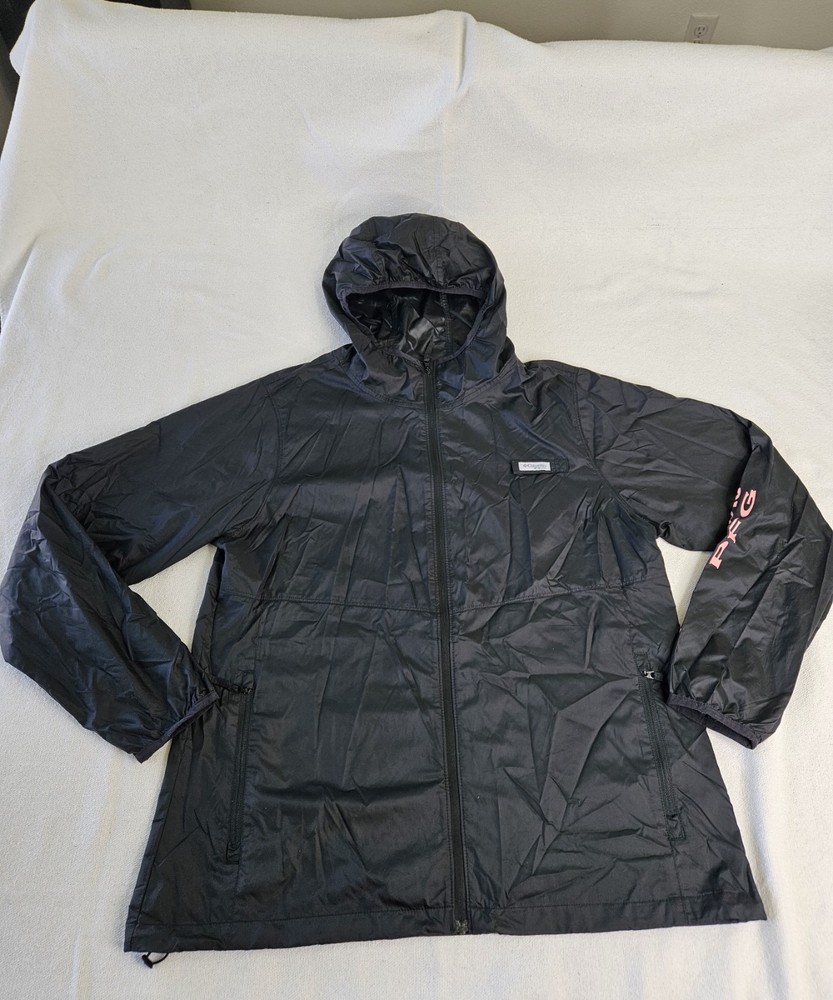 Columbia Women's Hooded Lightweight Black Activewear Jacket 100% Nylon Size L