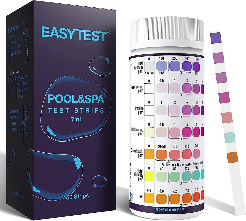 7-Way Pool Test Strips, Water Chemical Testing for Hot Tub & Spa (150 Strips)