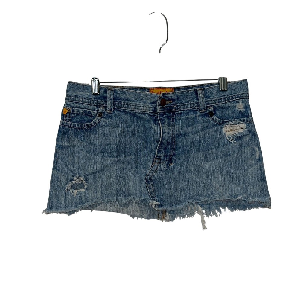 Y2K Vintage Hollister Womens Distressed Denim Mini Skirt Size 7