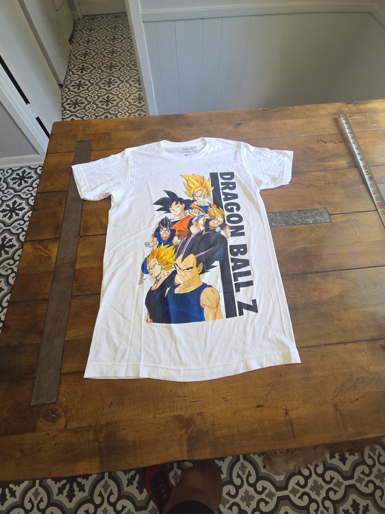 Dragon Ball Z Shirt Mens Small White Goku Vegeta Gohan Character Anime Graphic T