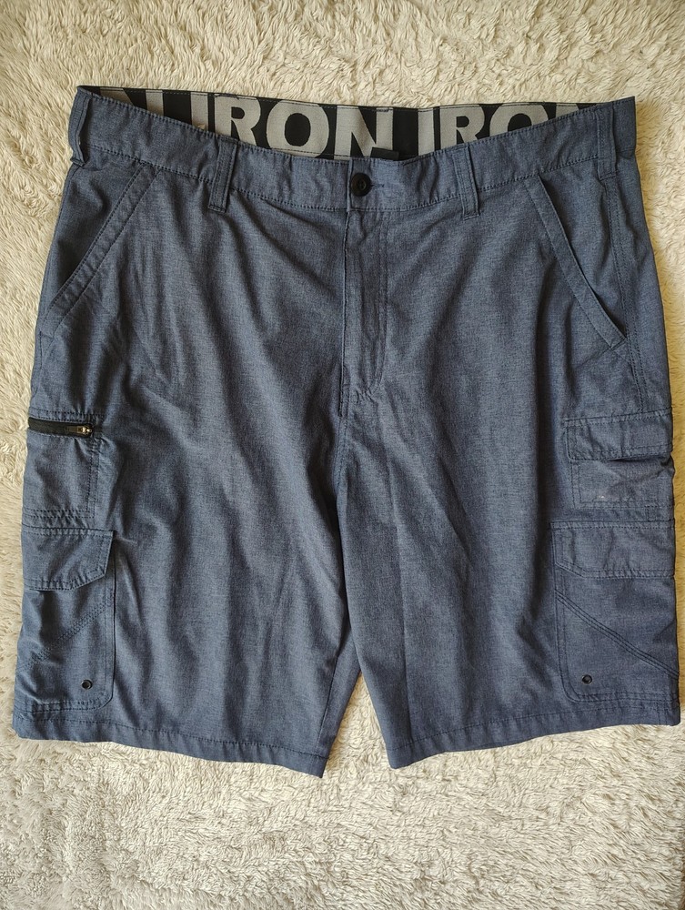 Men's Iron Co. Gray Cargo Shorts W/Stretch Size 40 Very Breathable