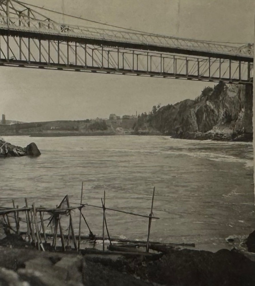 c1915 Suspensipn Bridge - One-of-a-Kind Family Travel Photo Stereoview