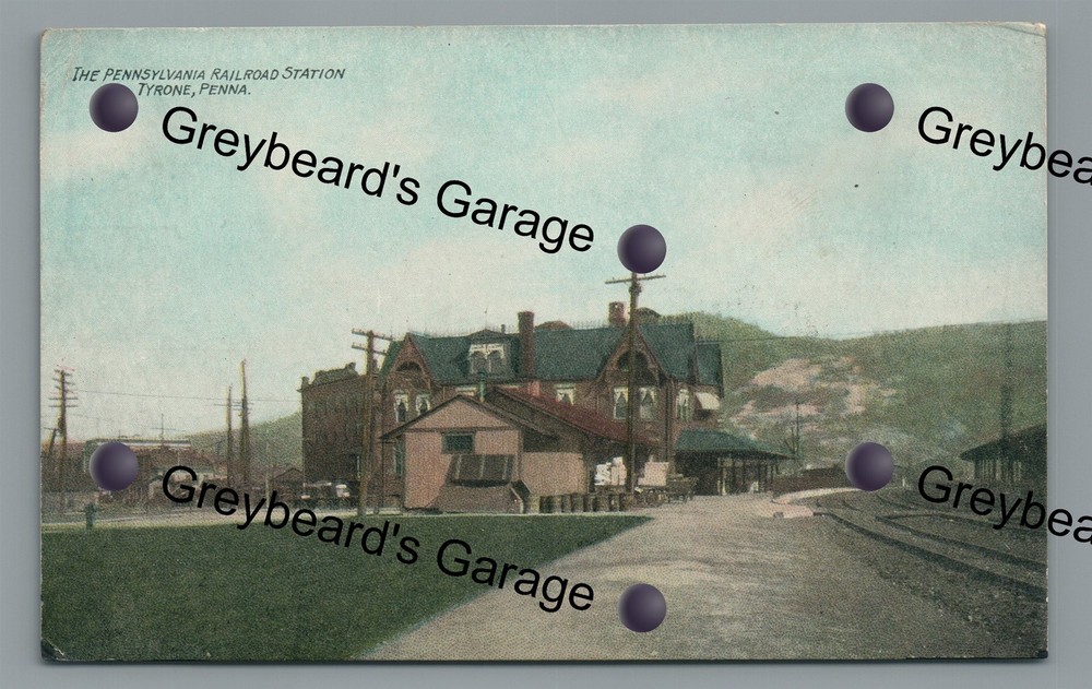 PRR Railroad Train Station Depot TYRONE PA Blair County Pennsylvania Postcard