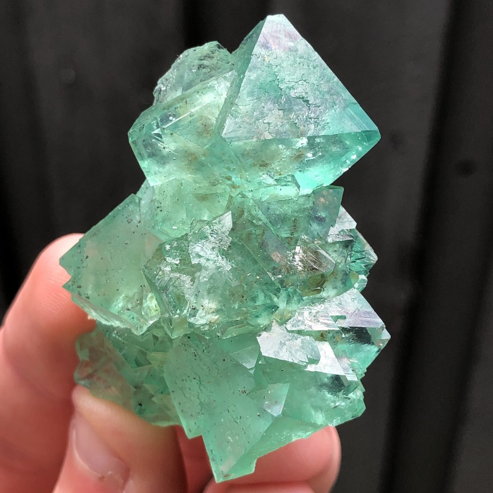 5.7cm Green Fluorite Octahedral Crystal Cluster from Riemvasmaak South Africa
