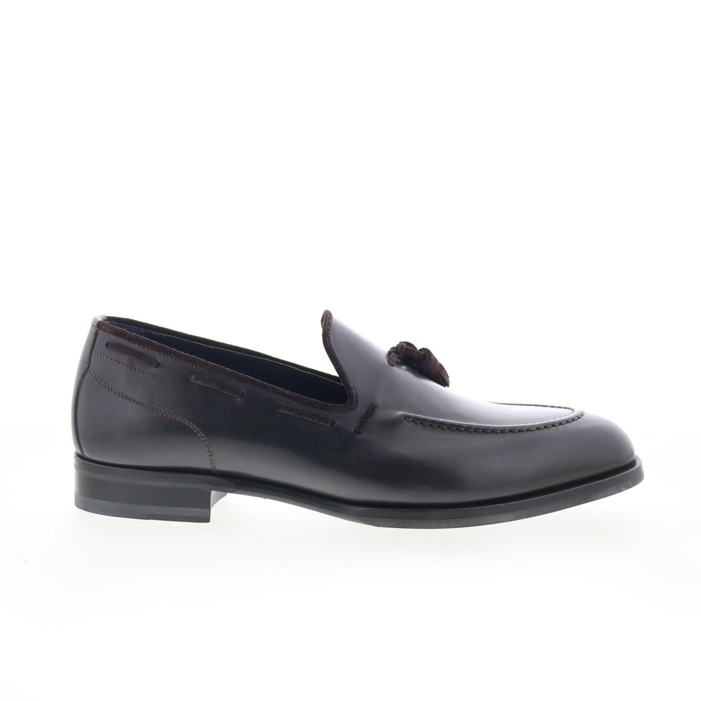 Di Bianco Cercola Mens Brown Leather Slip On Loafers & Slip Ons Casual Shoes 9