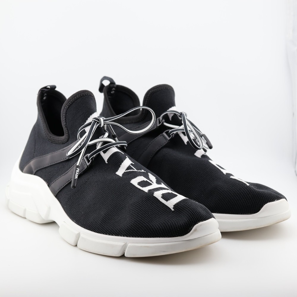 Prada Calzature Donna Logo Knit Sneakers 1E3441L White Black IT 40 US 10