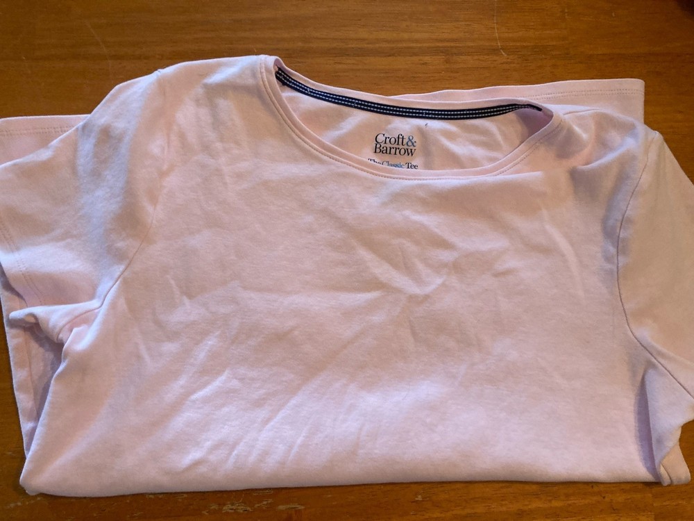 Women’s Croft & Barrow Light Pink Short Sleeve Classic Tee M Cotton