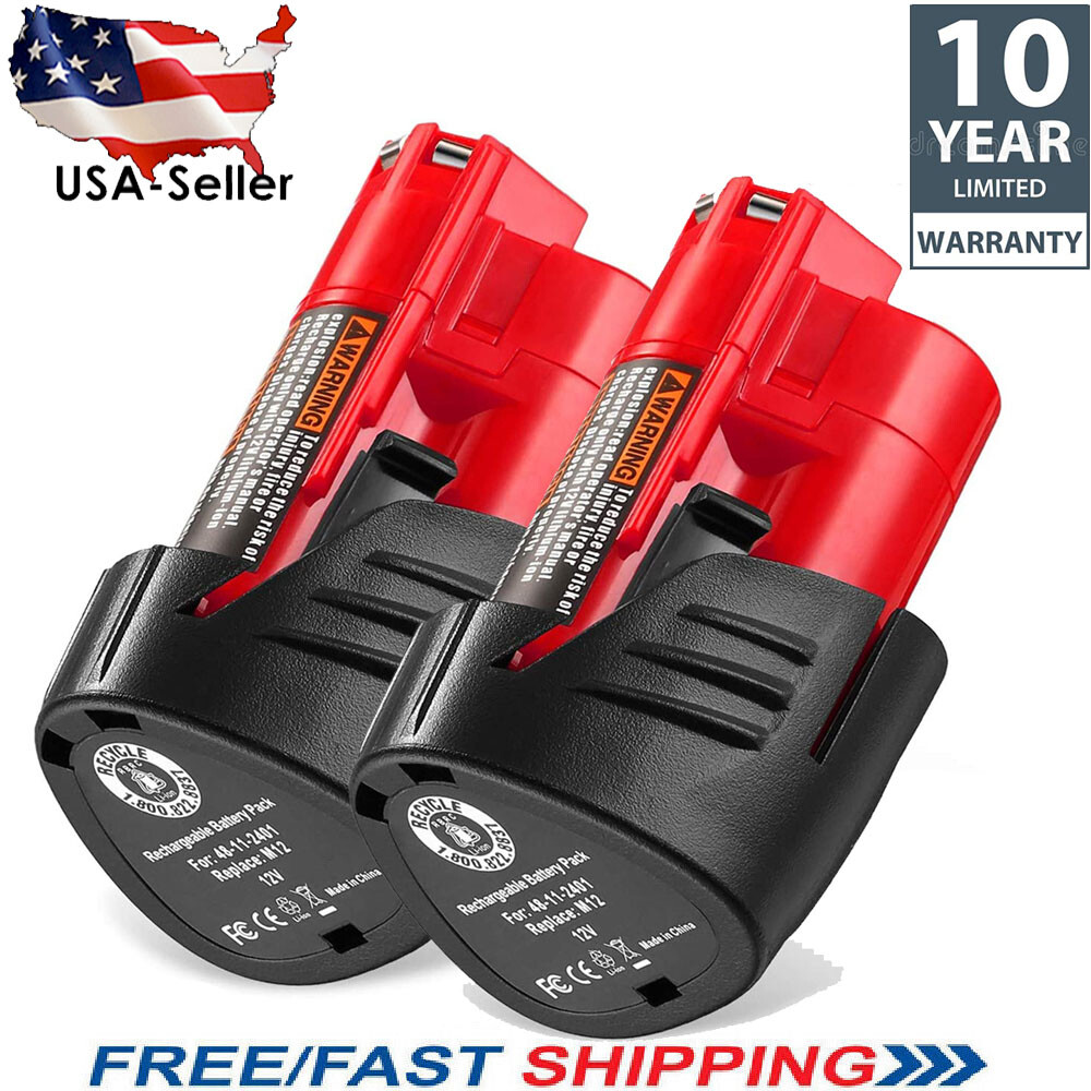 2-Pack Milwaukee M12 12V 3.5Ah Li-ion Battery 48-11-2420 48-11-2401