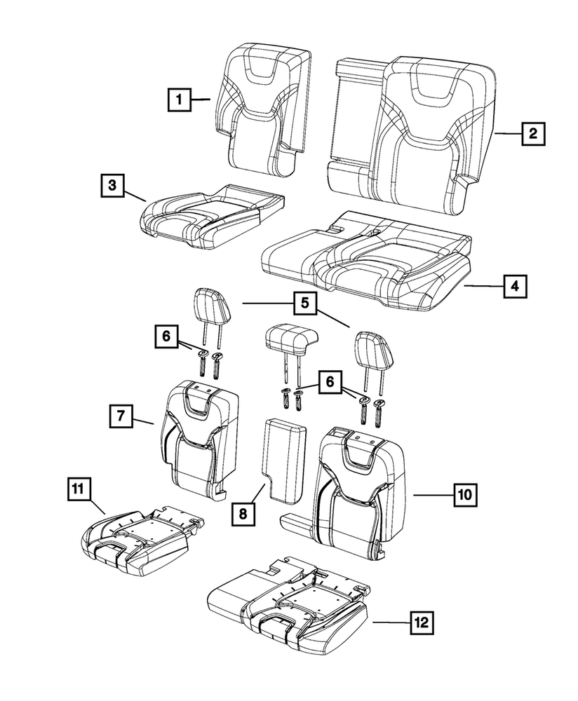 Genuine Mopar Rear Seat Cushion Cover 5RA62DX9AE