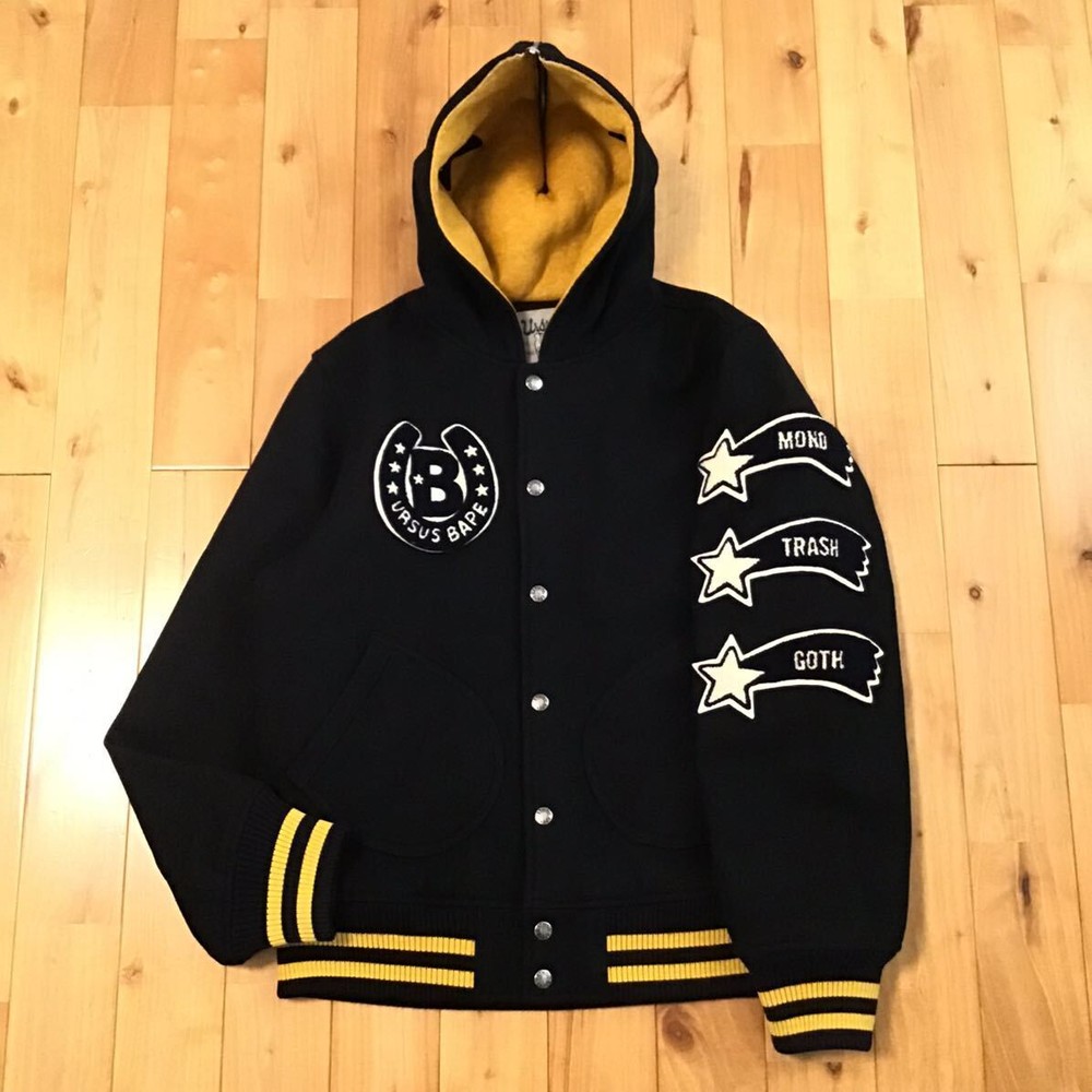 Ursus Bape Melton Stadium Jacket M Size Navy A Bathing Ape Varsity