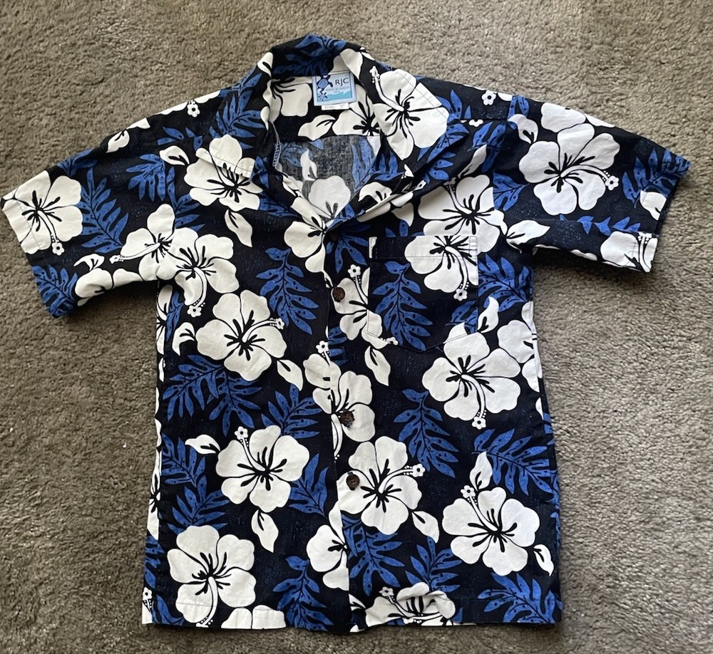 BOYS HAWAIIAN  SHIRT' By RJC ‘made In Hawaii 100% ' COTTON, SIZE 8-FREE-SHIP