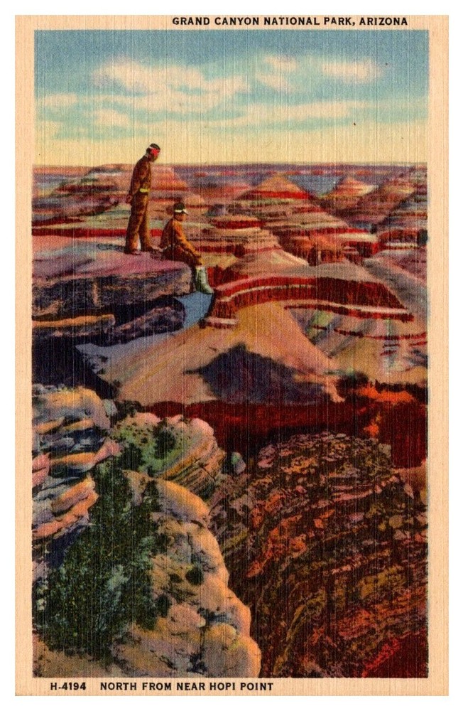 1940s View from Hopi Point Grand Canyon National Park Arizona Vintage Postcard