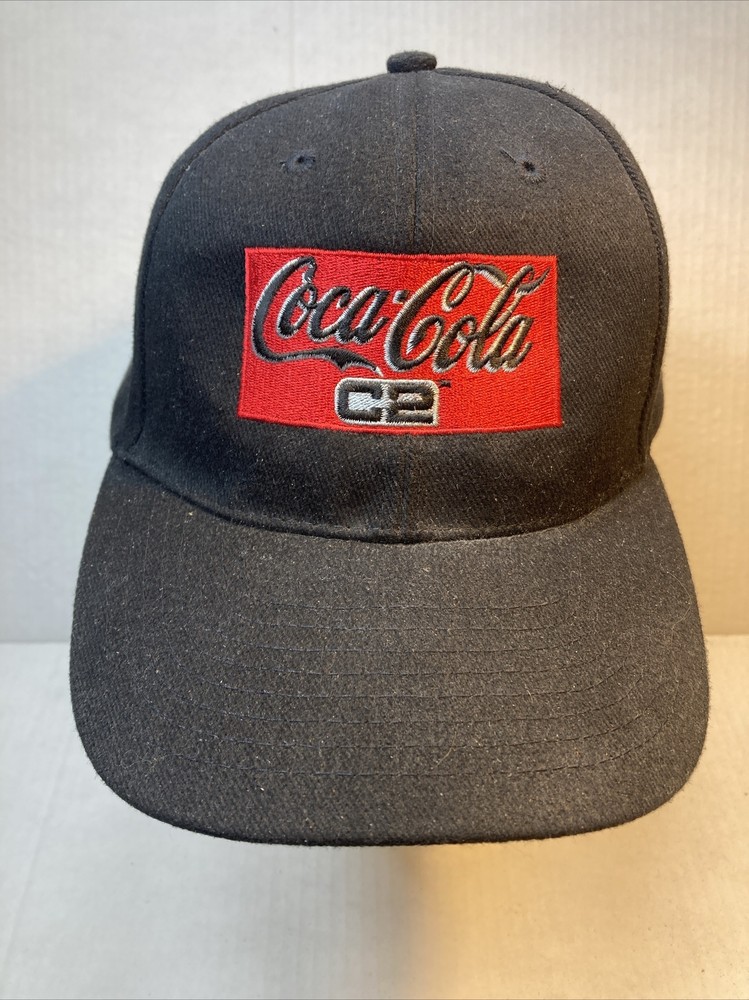 Vintage Coca Cola C2 Adjustable Leather Strap Back Cap Black