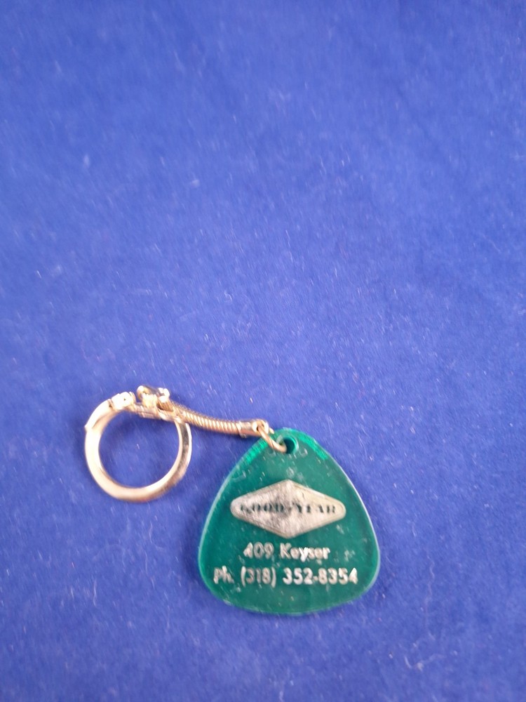 Vintage 1960's GOODYEAR Tires Louisiana Keychain Key Ring Chain Hangtag Fob *5-1