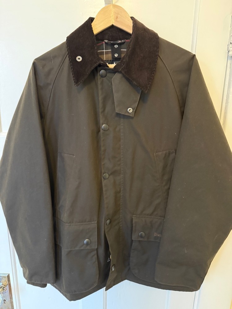 MENS BARBOUR BEDALE CLASSIC WAX JACKET OLIVE SIZE 38 MADE IN ENGLAND Barely Used