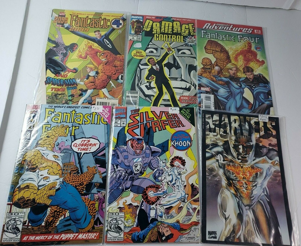 Lot of 6 Marvel Fantastic Four Silver Surfer Comics - 80's 90s - #367, #69 etc