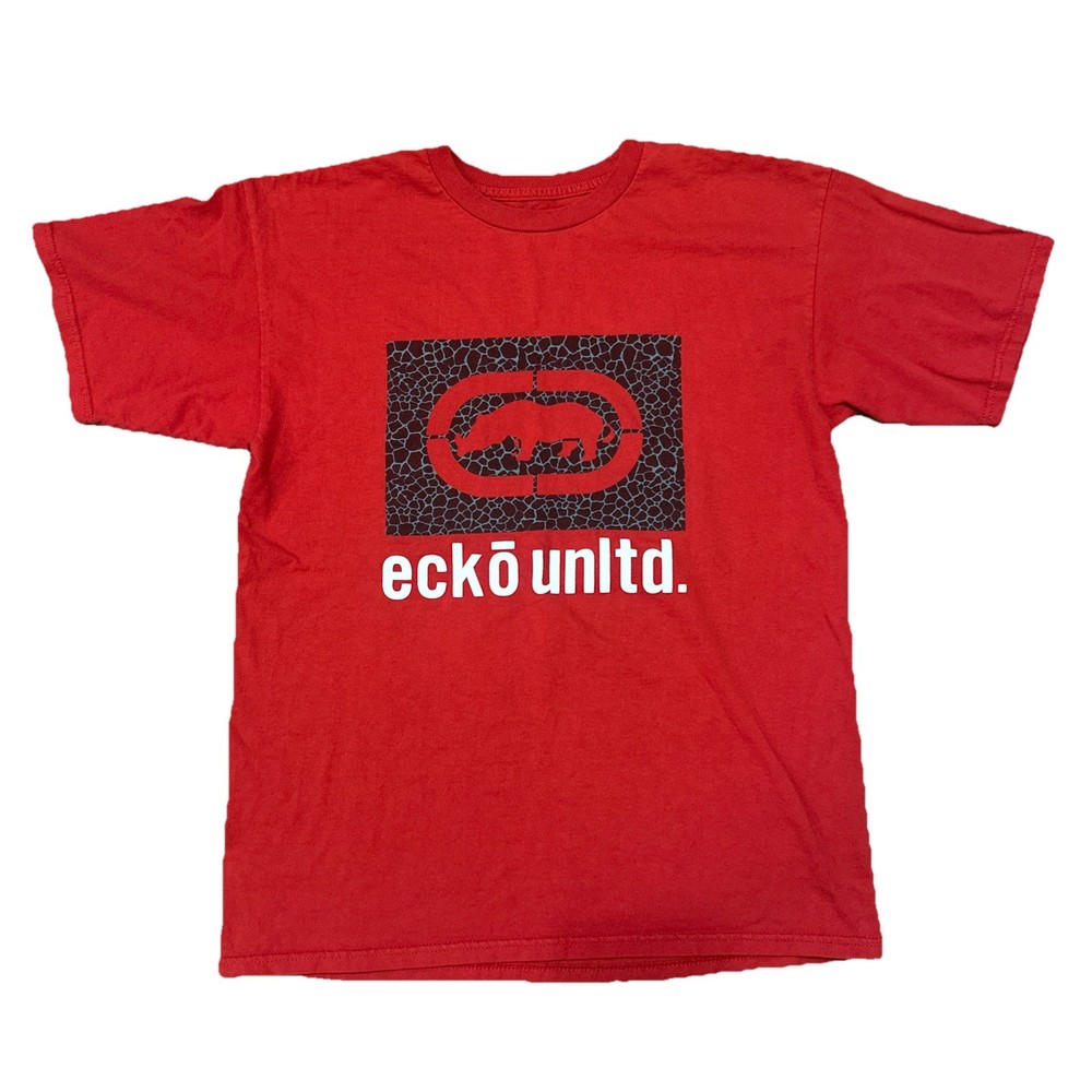Ecko Unltd T-Shirt Men’s Medium Red Graphic Tee Rhino Logo Streetwear Hip Hop