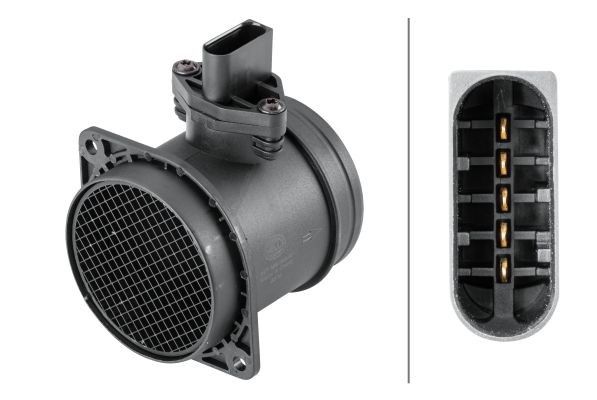 HELLA 8ET 358 095-401 Air Mass Sensor With 5 Pins Pipe-Neck Fits Audi Bentley VW