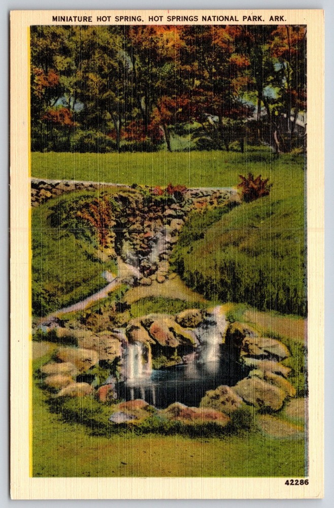 Hot Springs Park Arkansas~Mini Hot Spring~Vintage Linen Postcard