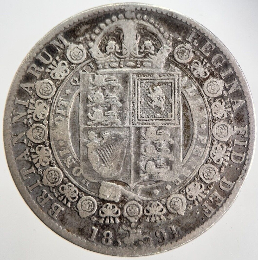 1891 Victoria Silver Half-Crown Collectible Coin | Graded Condition | a7109