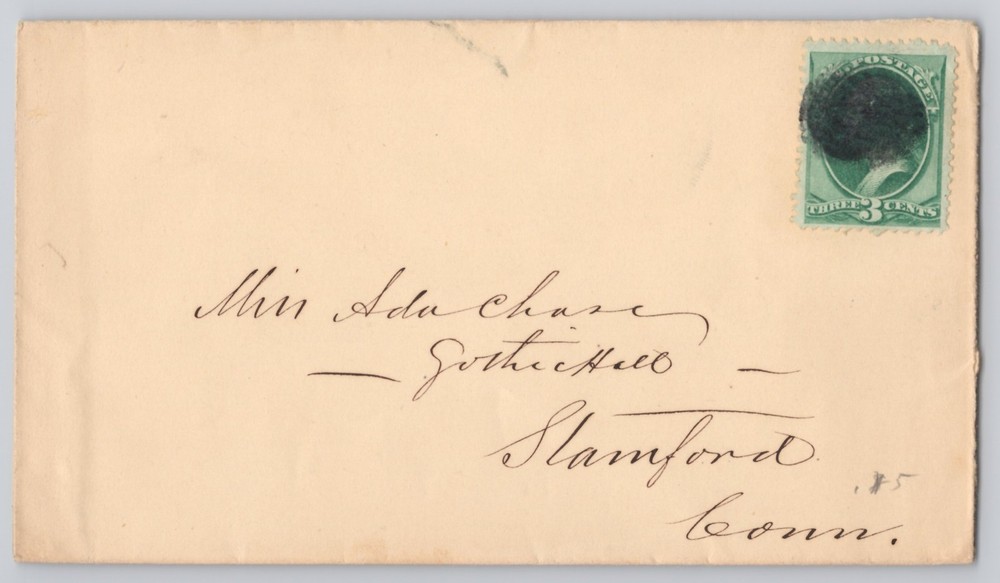 3c U.S. Green Stamp on Cover, Manuscript Address, Circular Cancellation