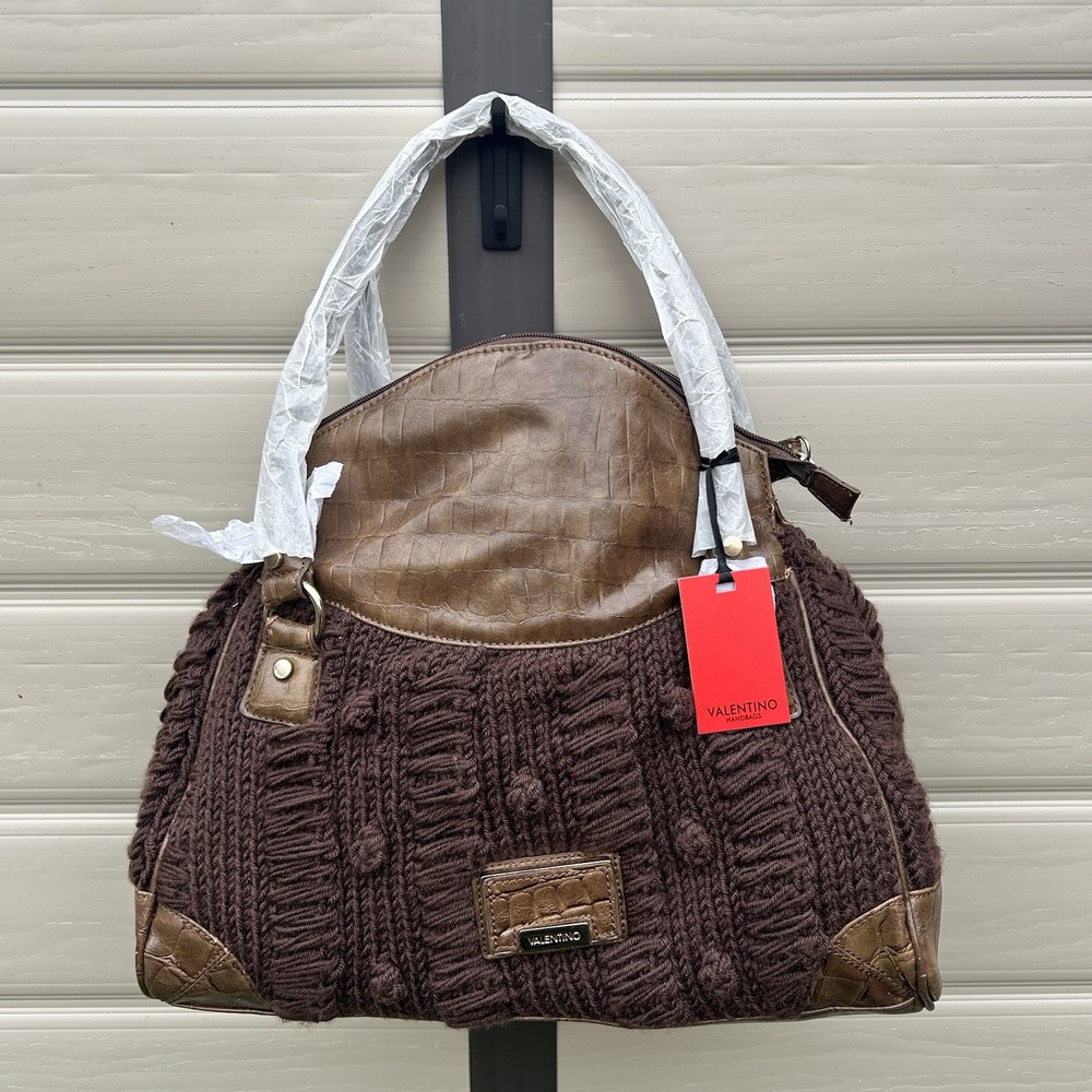 Mario Valentino Hand Bag Brown Woven Material Brand New With Tags
