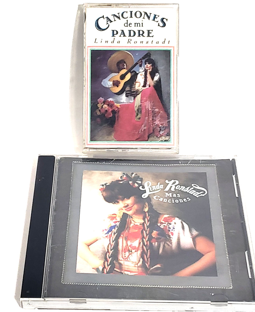 Set of 2 Linda Ronstadt  Caciones de mi Padre Tape and Mas Canciones CD VG+/VG+