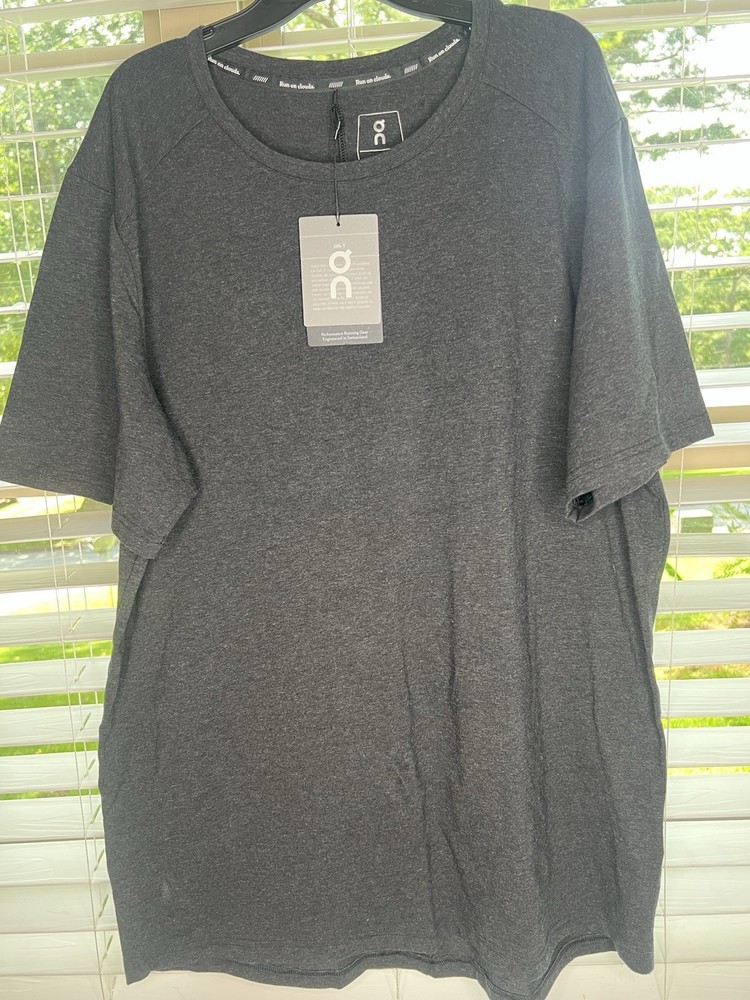 On Cloud One T-shirt Men's Black Short Sleeve Athletic Tee Cotton Polyester