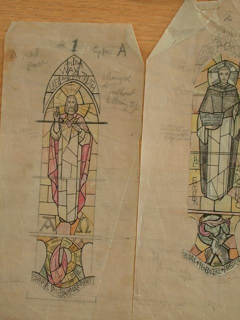 Design drawing for stained glass window for St. Catherine of Siena Church in