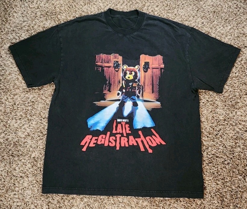 VTG Kanye West Late Registration Graphic T-Shirt Bear Hip Hop Style Mens Sz XL
