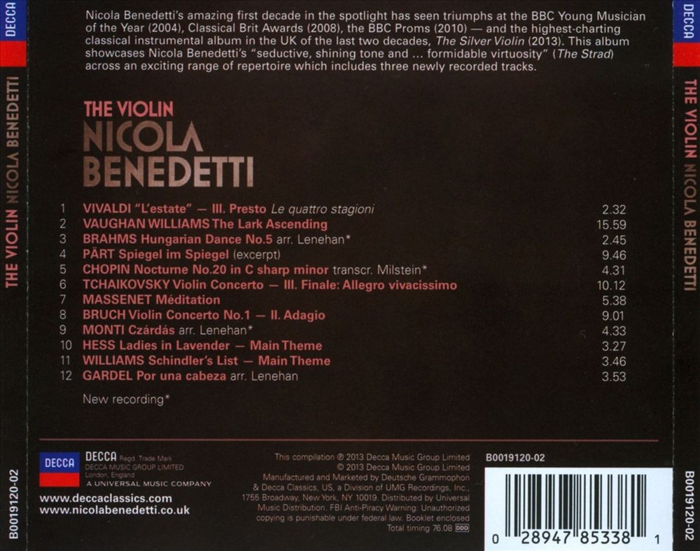 Nicola Benedetti Violin New Cd