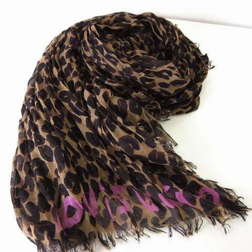Louis Vuitton Etoile Leopard Scarf M72215 Monogram Wool Silk Blend