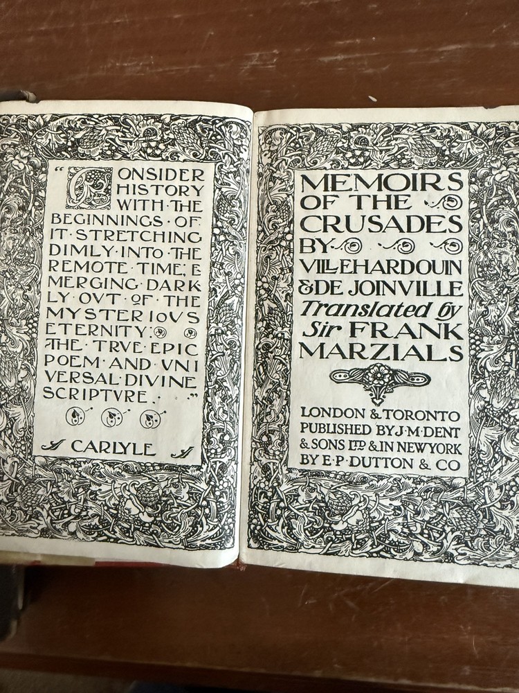 Everyman's Library ~Memoirs Of The Crusades Vintage 1921 Book