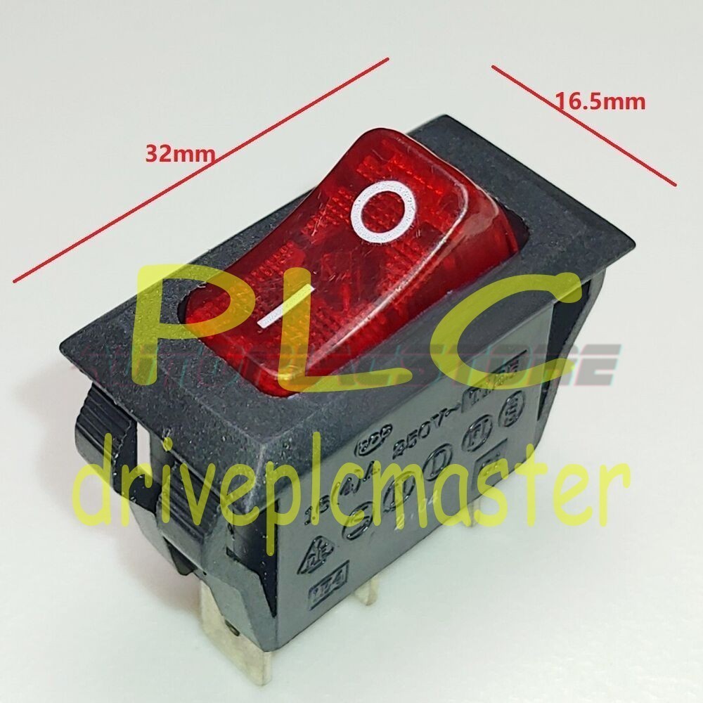 CANAL HB SERIES Red Lamp Rocker Switch 3 Pins 2 Positions 20A 125VAC 16A 250VAC