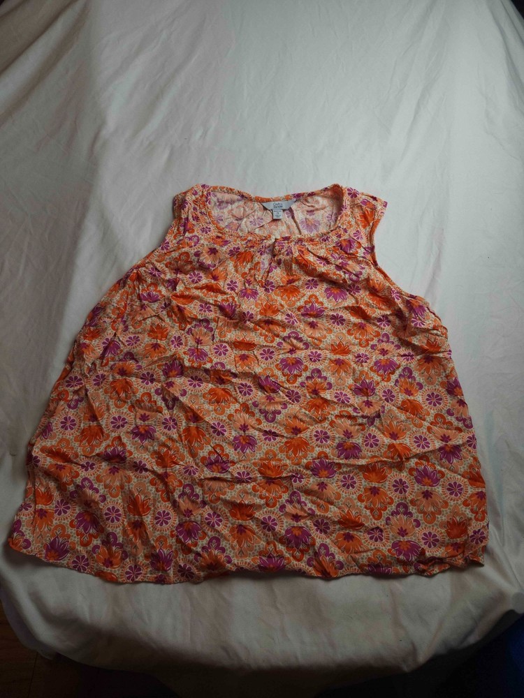 Croft & Barrow Tank Top Womens Size 2X Orange Floral Keyhole Neck Sleeveless