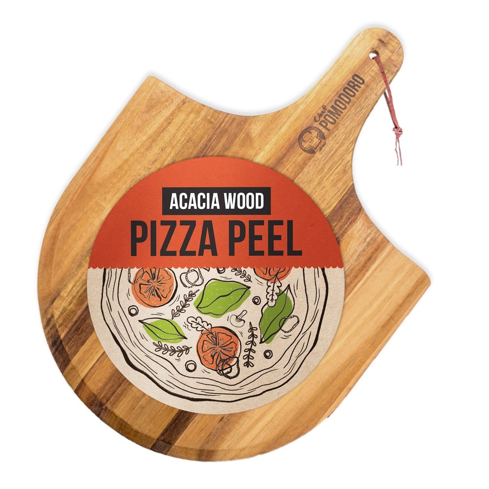 Acacia Wood Pizza Peel, Charcuterie Board Pizza Spatula Paddle for Baking Hom...-image