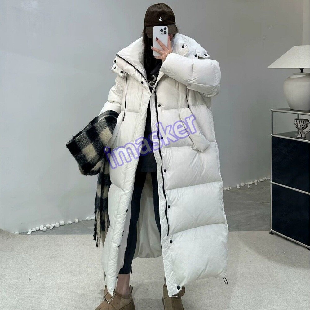 Duck Down Long Jacket Women's Winter New Loose Hooded Thickened Outwear Coats